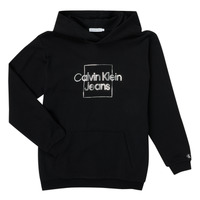 Kleidung Mädchen Sweatshirts Calvin Klein Jeans METALLIC BOX LOGO RELAXED HOODIE Schwarz