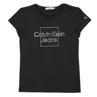 Kleidung Mädchen T-Shirts Calvin Klein Jeans METALLIC BOX SLIM FIT T-SHIRT Schwarz