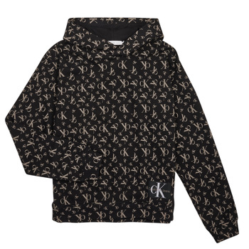 Kleidung Jungen Sweatshirts Calvin Klein Jeans MONOGRAM GRID AOP Schwarz