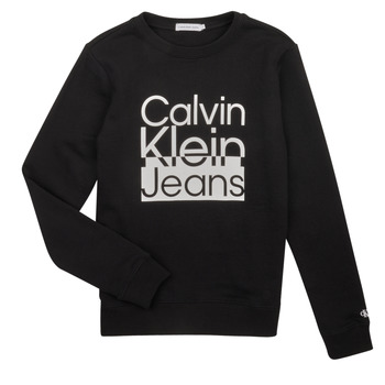 Kleidung Jungen Sweatshirts Calvin Klein Jeans BOX LOGO SWEATSHIRT Schwarz