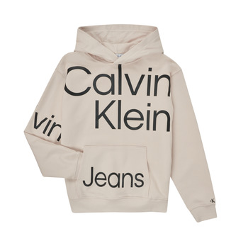 Kleidung Jungen Sweatshirts Calvin Klein Jeans BOLD INSTITUTIONAL LOGO HOODIE Weiss