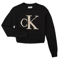 Kleidung Mädchen Sweatshirts Calvin Klein Jeans MONOGRAM SWEATER Schwarz