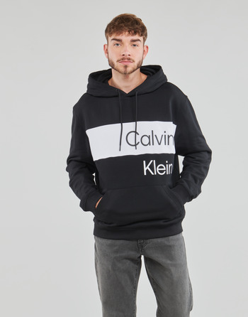 Kleidung Herren Sweatshirts Calvin Klein Jeans INSTITUTIONAL BLOCKING HOODIE Schwarz / Weiss