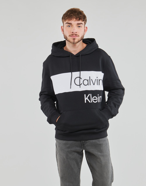 Calvin Klein Jeans INSTITUTIONAL BLOCKING HOODIE Schwarz / Weiss - Kleidung  Sweatshirts Herren 119,91 €