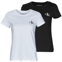Kleidung Damen T-Shirts Calvin Klein Jeans 2-PACK MONOLOGO SLIM TEE Schwarz / Weiss