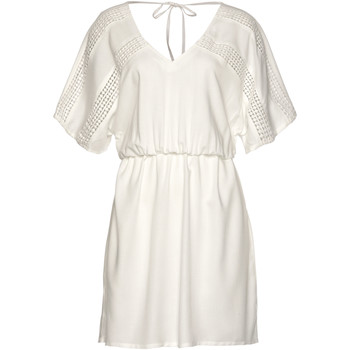 Kleidung Damen Kleider Lascana Strandkleid mit kurzen Ärmeln Crochet Weiß
