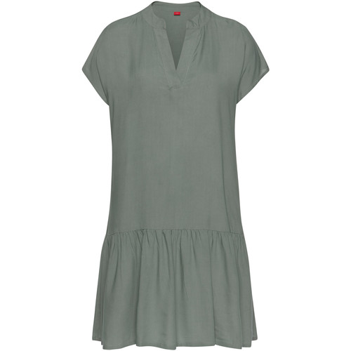 Kleidung Damen Kleider Lascana Sommerkleid mit kurzen Ärmeln Volant Grün