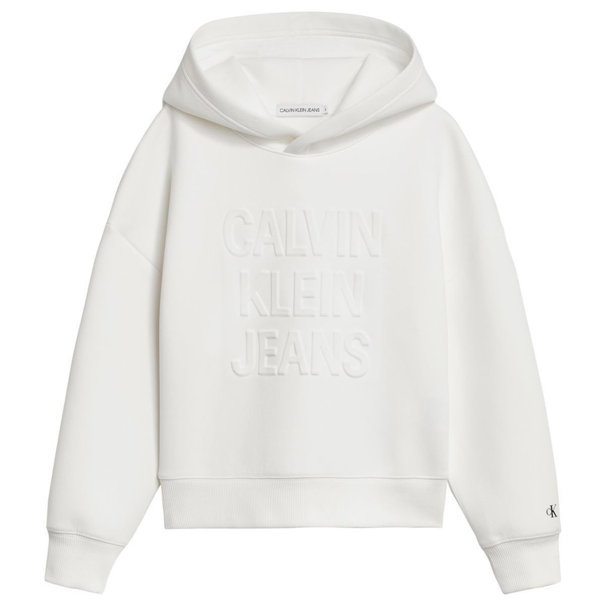 Kleidung Mädchen Sweatshirts Calvin Klein Jeans IG0IG01275 DEBOSSEF LOGO-YAF BRIGHT WHITE Weiss