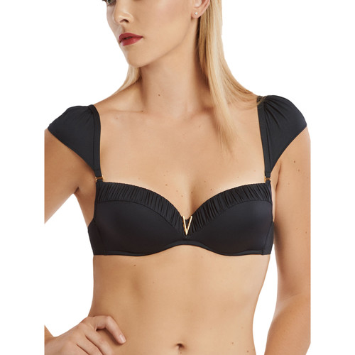 Kleidung Damen Bikini Ober- und Unterteile Lisca Vorgeformtes Verstellbare Träger-Badeanzugoberteil Isola Schwarz
