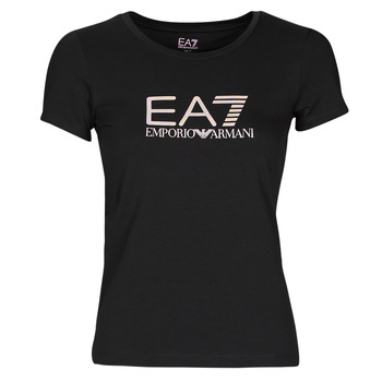 Kleidung Damen T-Shirts Emporio Armani EA7 8NTT66 Schwarz / Arc / En / Himmelsfarbe