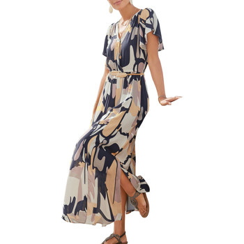 Kleidung Damen Kleider Lascana Langes Sommerkleid mit kurzen Ärmeln Business Chic Multicolor