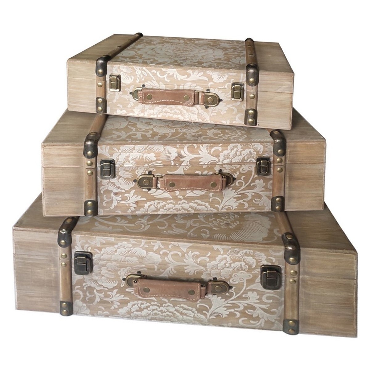 Home Körbe / Kisten / Regalkörbe Signes Grimalt Dekorative Koffer 3 Einheiten Braun
