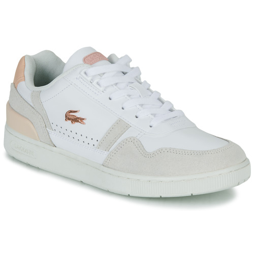 Schuhe Damen Sneaker Low Lacoste T-CLIP Weiss / Beige / Rosa