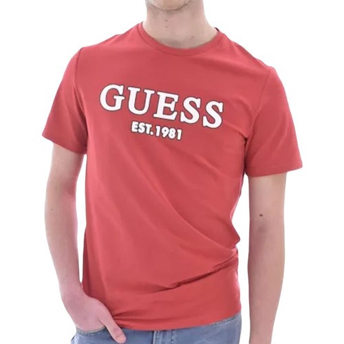 Kleidung Herren T-Shirts Guess logo original Rot