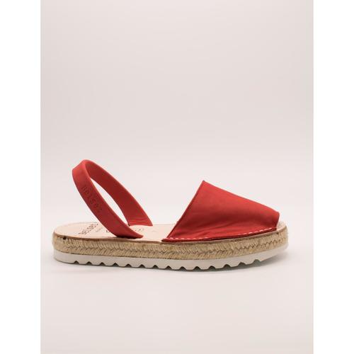 Schuhe Damen Leinen-Pantoletten mit gefloch Belset  Rot