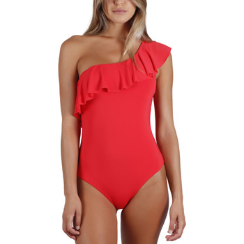 Kleidung Damen Badeanzug Admas 1-teiliger seitlicher Badeanzug mit -Mit Rüschen Rot