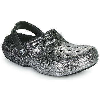 Schuhe Damen Pantoletten / Clogs Crocs CLASSIC GLITTER LINED CLOG Schwarz / Silbern