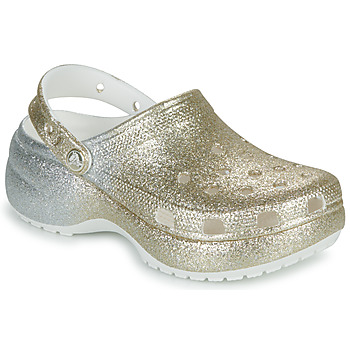 Schuhe Damen Pantoletten / Clogs Crocs CLSCPLATFORMOMBREGLITTERCLOGW Weiss / Gold