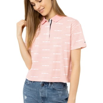 Kleidung Damen Polohemden Tommy Jeans Polohemd stripe Rosa