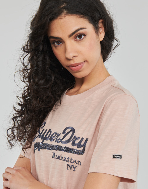 Superdry VINTAGE LOGO BOROUGH TEE Rosa