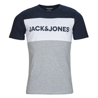 Kleidung Herren T-Shirts Jack & Jones JJELOGO BLOCKING TEE Marine / Grau / Weiss