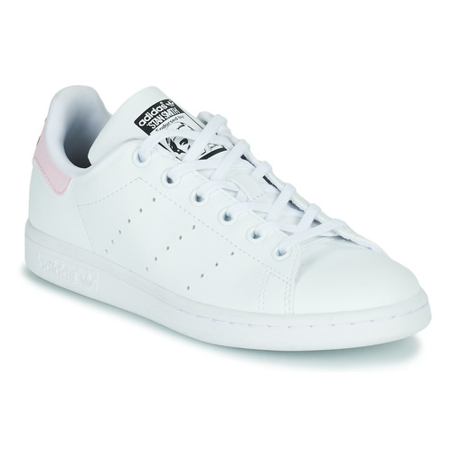 Schuhe Mädchen Sneaker Low adidas Originals STAN SMITH J Weiss / Rosa