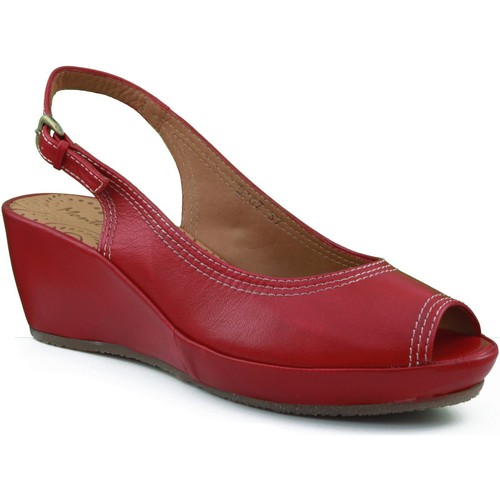 Schuhe Damen Sandalen / Sandaletten Montesinos Keilschuh mit bequemen und anatomischen Rot