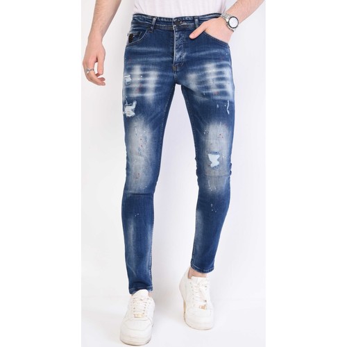 Kleidung Herren Slim Fit Jeans Local Fanatic Slim Destroyed Jeans Stretch Blau