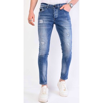 Kleidung Herren Slim Fit Jeans Local Fanatic Slim Hose Mit Farbspritzern Blau