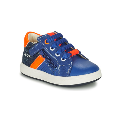Schuhe Jungen Sneaker Low Geox B BIGLIA B. B - NAPPA+DENIM SL Blau / Orange
