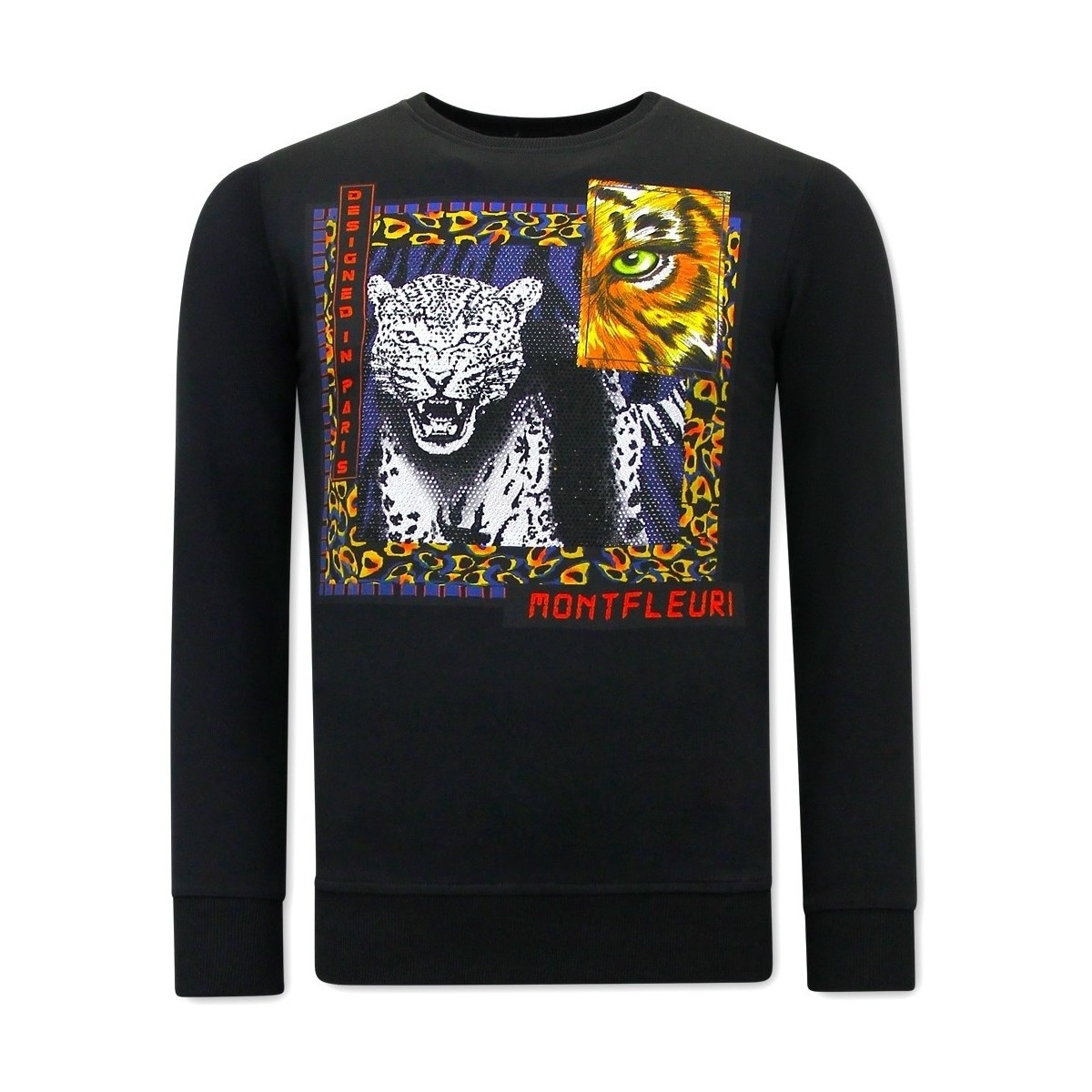 Kleidung Herren Sweatshirts Tony Backer Tiger Poster Print Schwarz