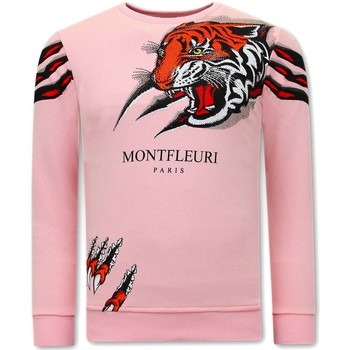 Kleidung Herren Sweatshirts Tony Backer Heren Met Print Tiger Head Roze Rosa
