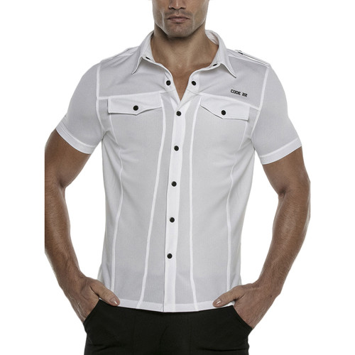 Kleidung Herren Langärmelige Hemden Code 22 Kurzarmhemd Vivid Code22 Weiss