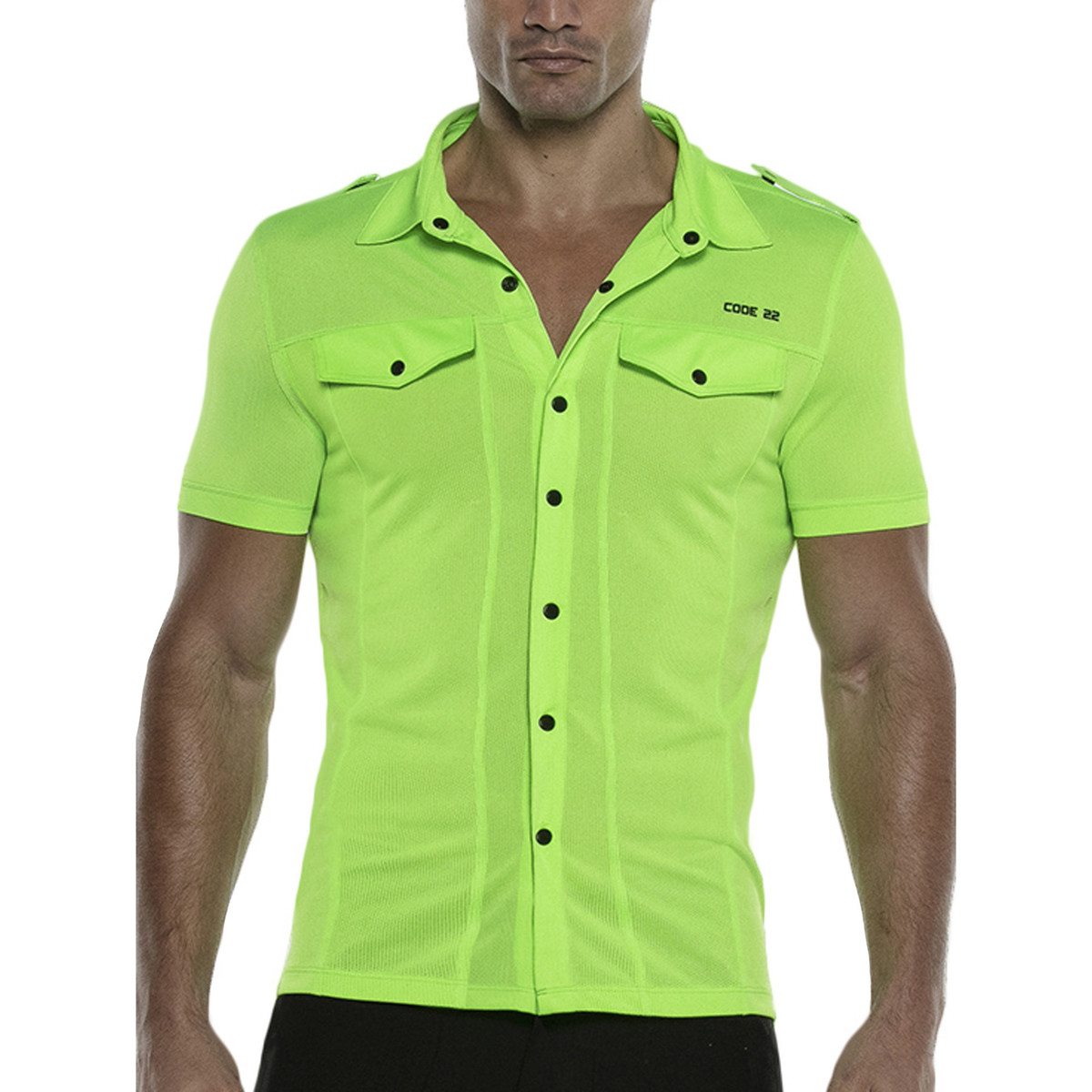 Code 22 Kurzarmhemd Vivid Code22 - 63,96 € Herren Langärmelige Hemden Grün Kleidung