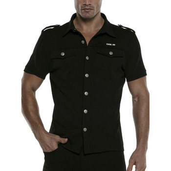 Kleidung Herren Langärmelige Hemden Code 22 Kurzarmhemd Stretch Code22 Schwarz