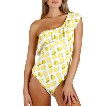 Kleidung Damen Badeanzug Admas Asymmetrischer einteiliger Badeanzug mit Rüschen Lemons Multicolor
