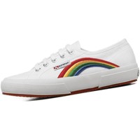 Schuhe Damen Sneaker Superga 2750 Rainbow Embroidery S81281W-A6Z white rainbow S81281W-A6Z Weiss