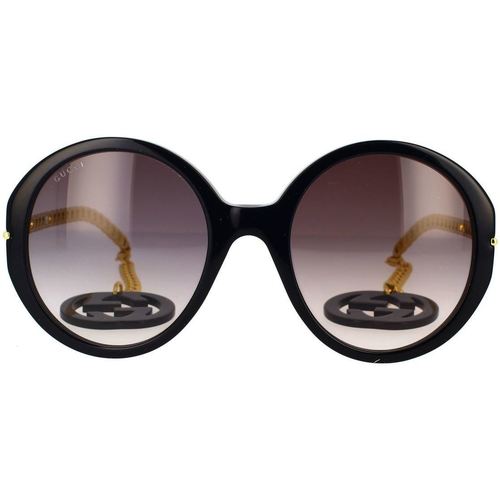 Uhren & Schmuck Damen Sonnenbrillen Gucci GG0726S 001 Sonnenbrille mit Pendel Schwarz