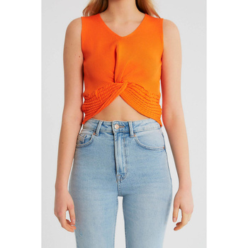 Kleidung Damen Tops / Blusen Robin-Collection Elastisches Rippentop Für Da – T – Orange