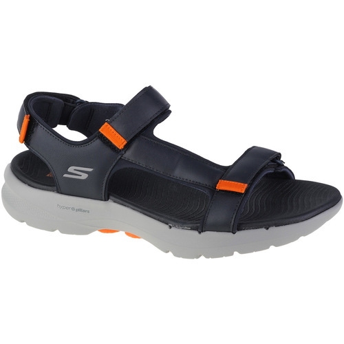 Schuhe Herren Sportliche Sandalen Skechers Go Walk 6 Sandal Blau