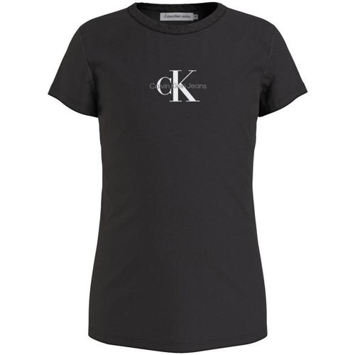 Kleidung Mädchen T-Shirts Calvin Klein Jeans  Schwarz