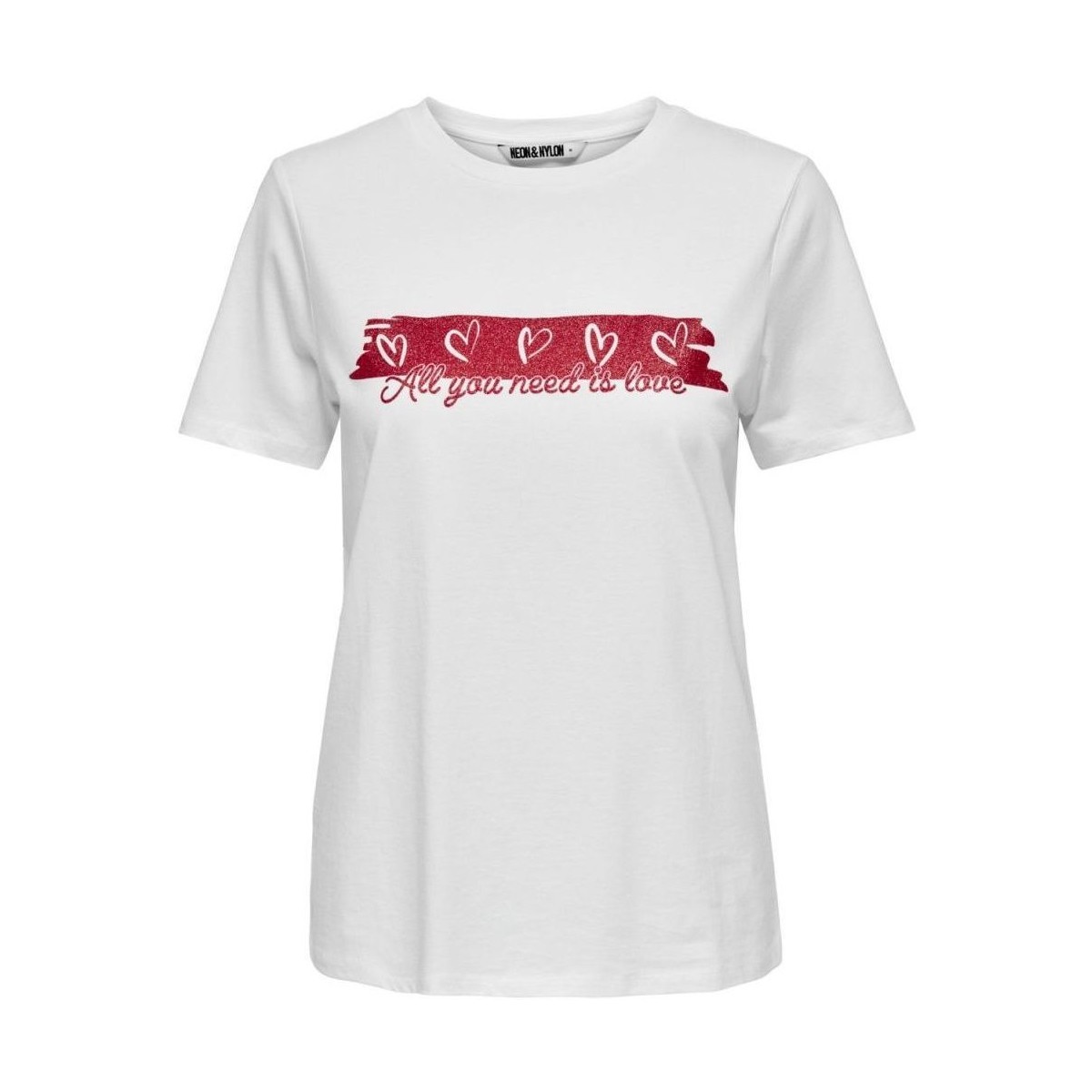 Kleidung Damen T-Shirts & Poloshirts Only 15276910 VALENTINE-WHITE/ALL YOU Weiss