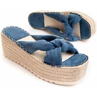 Schuhe Damen Leinen-Pantoletten mit gefloch Montevita 76228 Blau