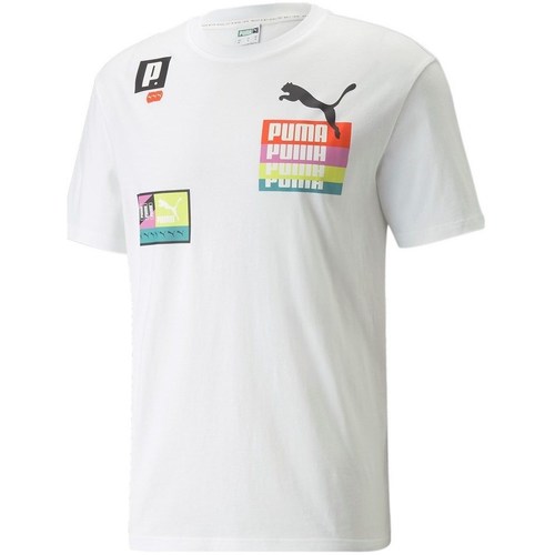 Kleidung Herren T-Shirts Puma Brand Love Multiplacement Weiss