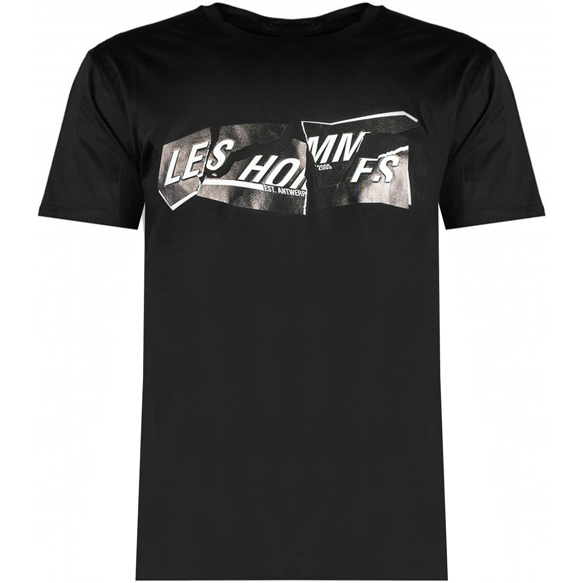 Kleidung Herren T-Shirts Les Hommes LLT202-717P | Round Neck T-Shirt Schwarz