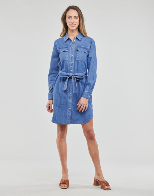 Pieces PCOSALINA LS MIDI DNM MB DRESS Blau