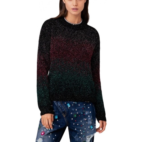 Kleidung Damen Pullover GaËlle Paris Langrmliger Strickpullover aus Lurex Schwarz