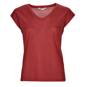 Kleidung Damen T-Shirts Only ONLSILVERY S/S V NECK LUREX TOP Rot
