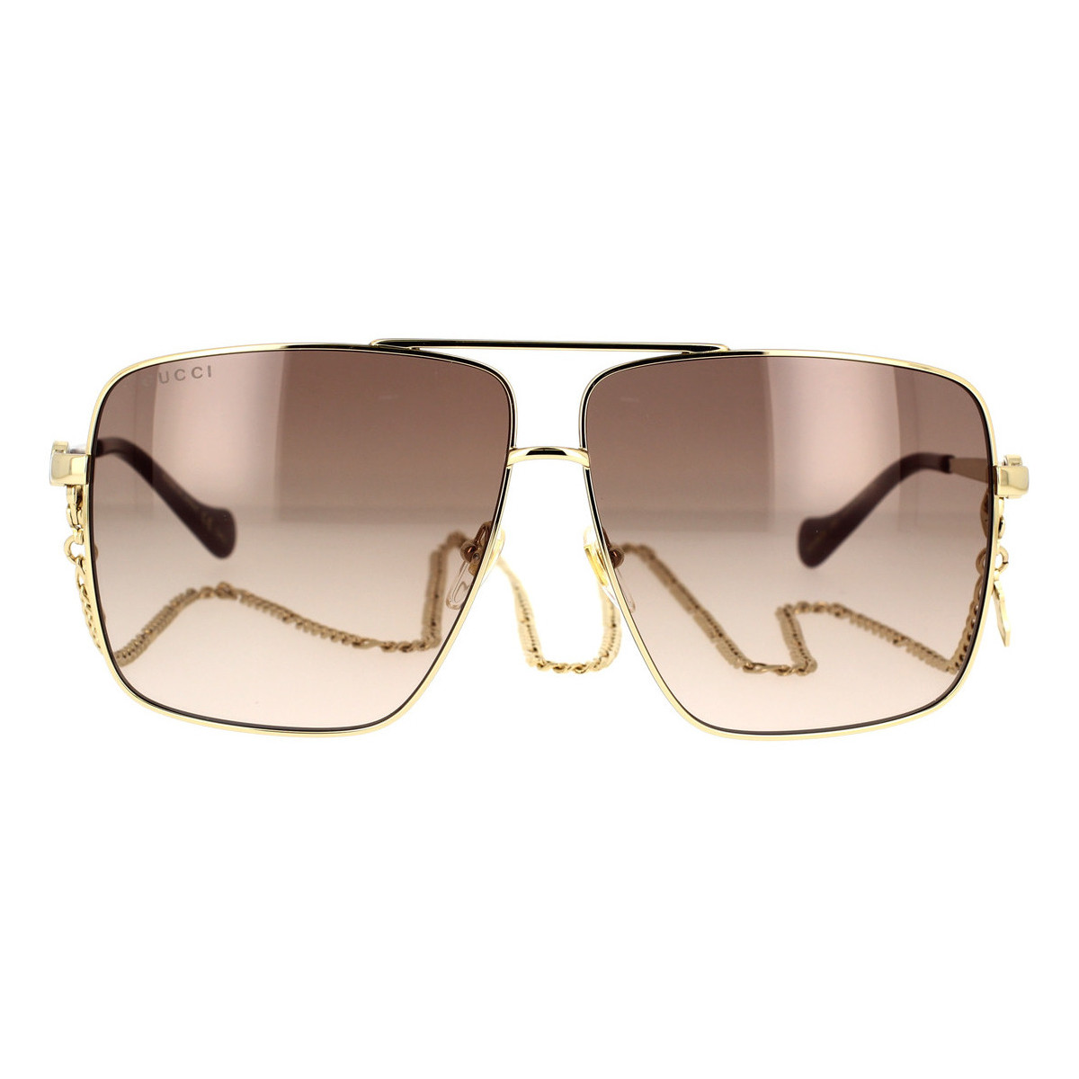 Uhren & Schmuck Damen Sonnenbrillen Gucci -Sonnenbrille mit Kette GG1087S 002 Gold