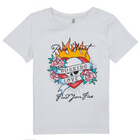 Kleidung Mädchen T-Shirts Only KOGALICE-REG-S/S-BURNING-TOP-BOX-JRS Weiss